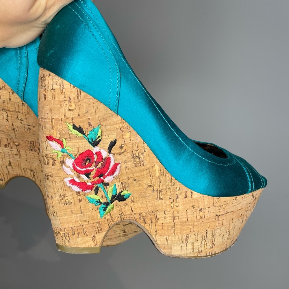 Betsey Johnson Aqua Wedge Heel